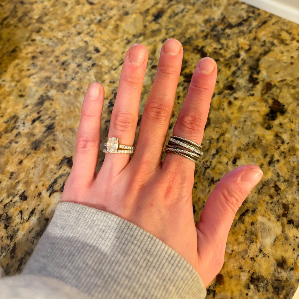 David Yurman Crossover Ring — Sterling Silver with Diamonds — 12mm